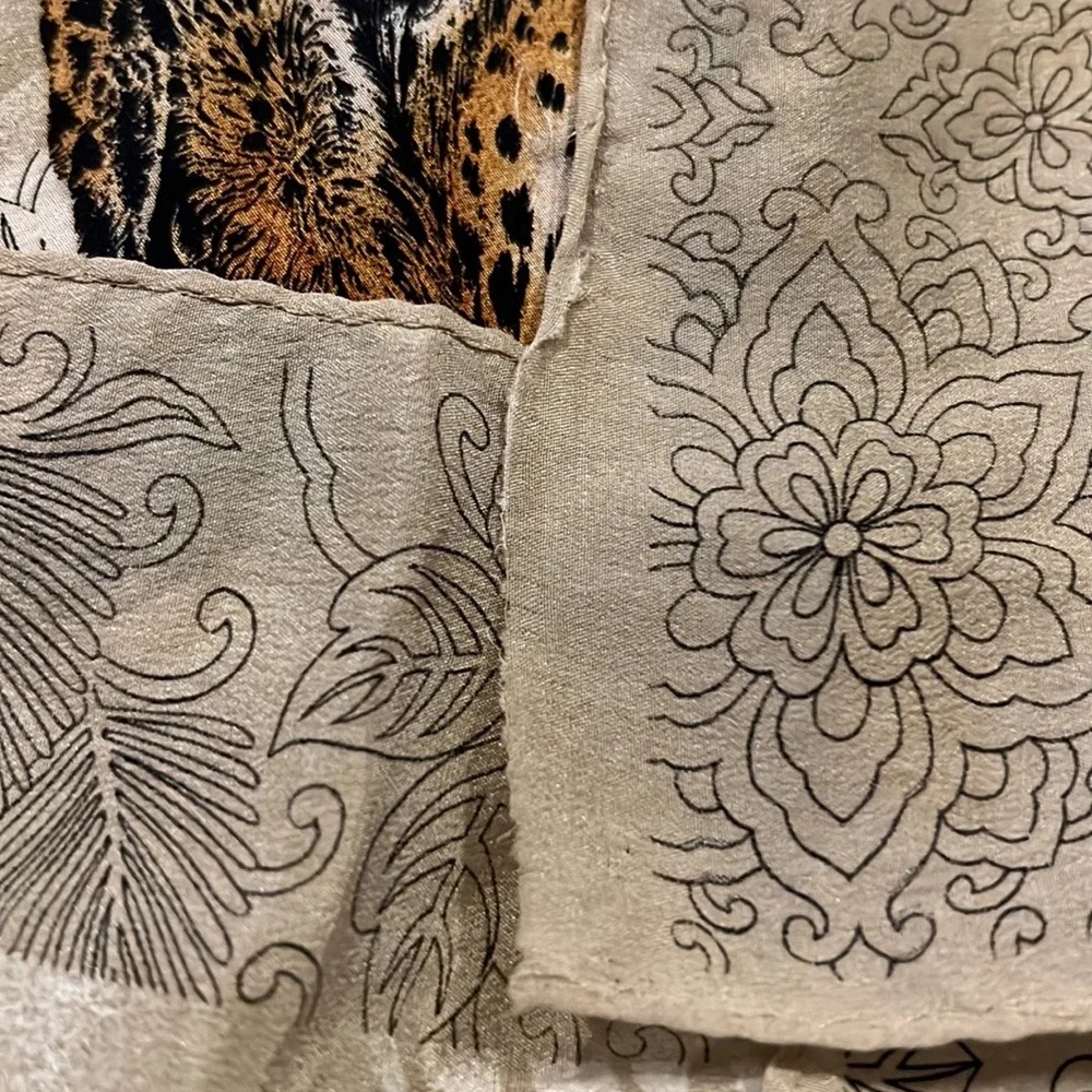 Oscar de la Renta silk scarf square leopard cheetah print 30”